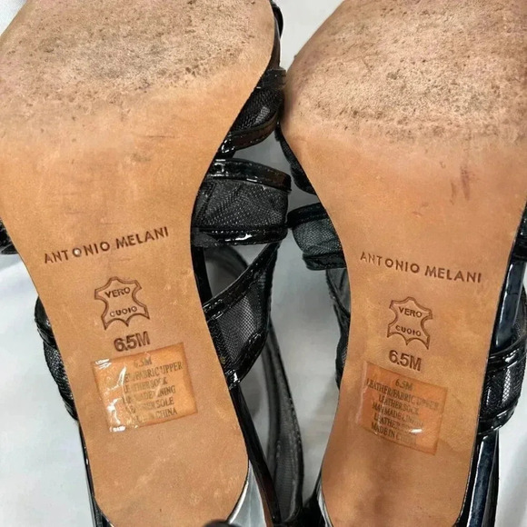 Antonio Melani Size 6.5 Black Cage Heels Metallic Heel Date Night - Picture 9 of 10